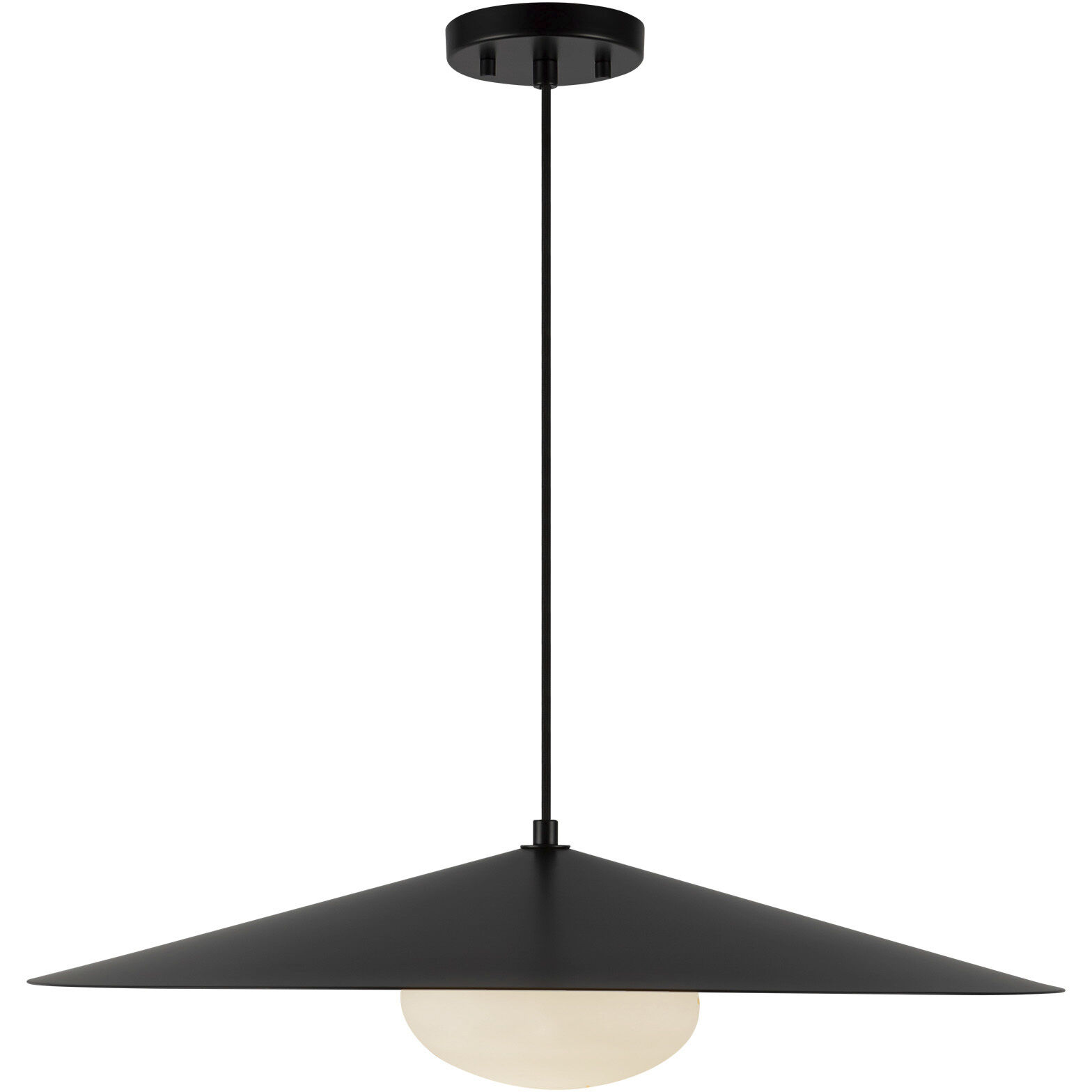 Cruz LED 24 inch Metal - Black/White Pendant Ceiling Light in Metal - Black and White, Spun Aluminum Shade