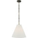 Visual Comfort Signature Collection Thomas O'Brien Goodman 1 Light 15 inch Bronze with Antique Brass Hanging Shade Ceiling Light in Linen, Bronze and Hand-Rubbed Antique Brass, Small TOB5090BZ/HAB-L - Open Box