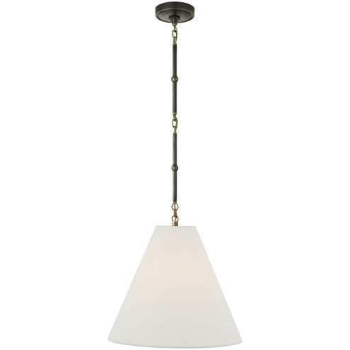 Visual Comfort Signature Collection Thomas O'Brien Goodman 1 Light 15 inch Bronze with Antique Brass Hanging Shade Ceiling Light in Linen, Bronze and Hand-Rubbed Antique Brass, Small TOB5090BZ/HAB-L - Open Box