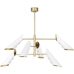 Vest 6 Light 57.75 inch White and Natural Brass Chandelier Ceiling Light
