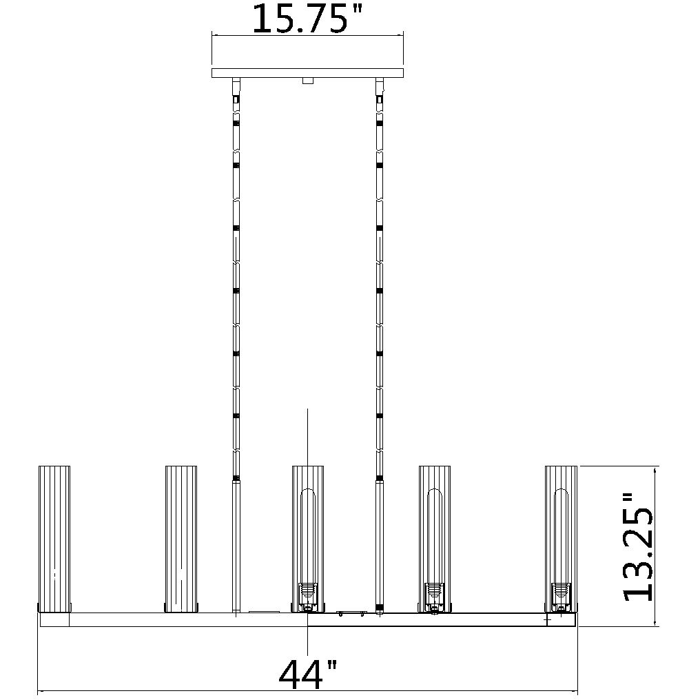 Beau Linear Chandelier Ceiling Light in Rubbed Brass