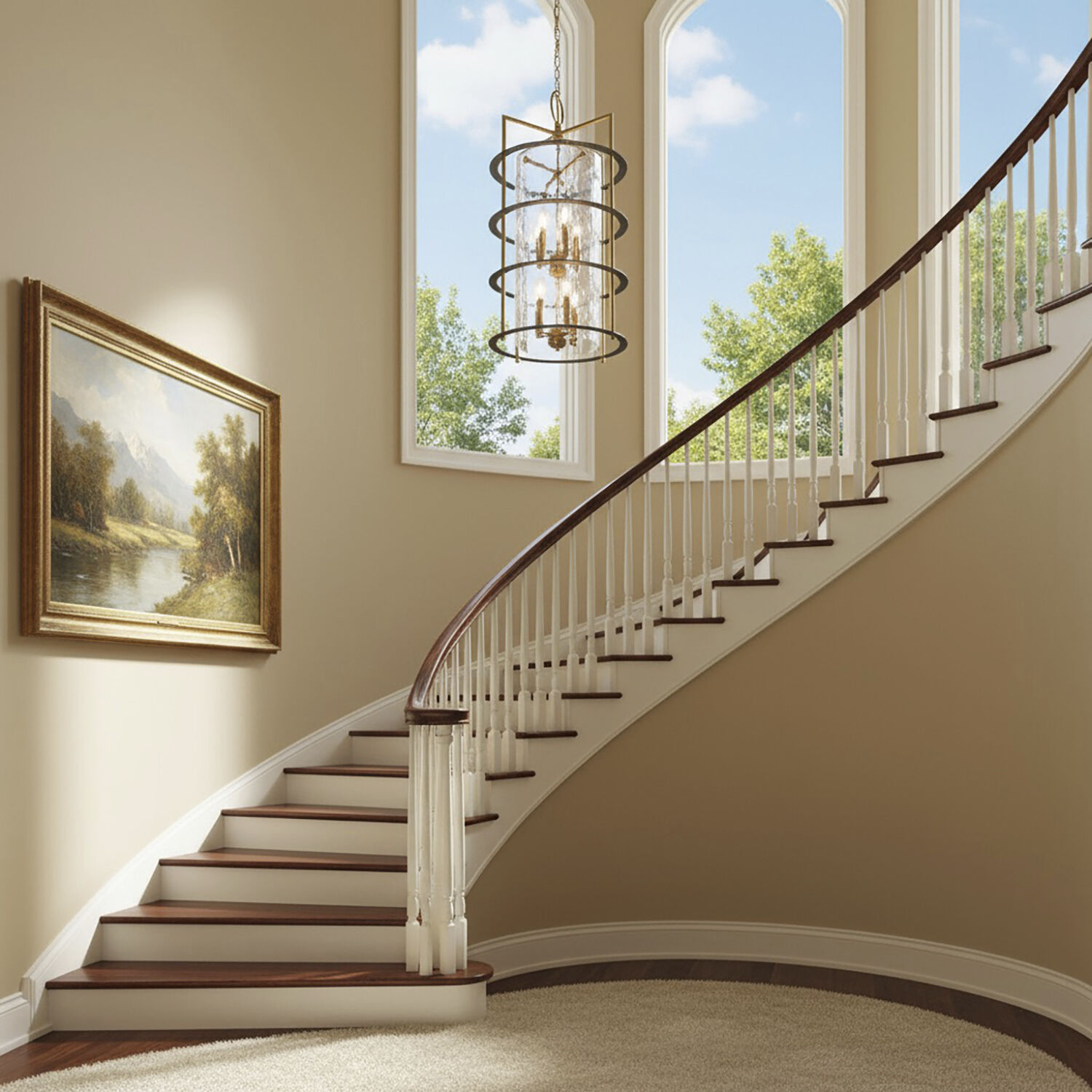 Burford LED 15 inch Brass and Black Chandelier Ceiling Light