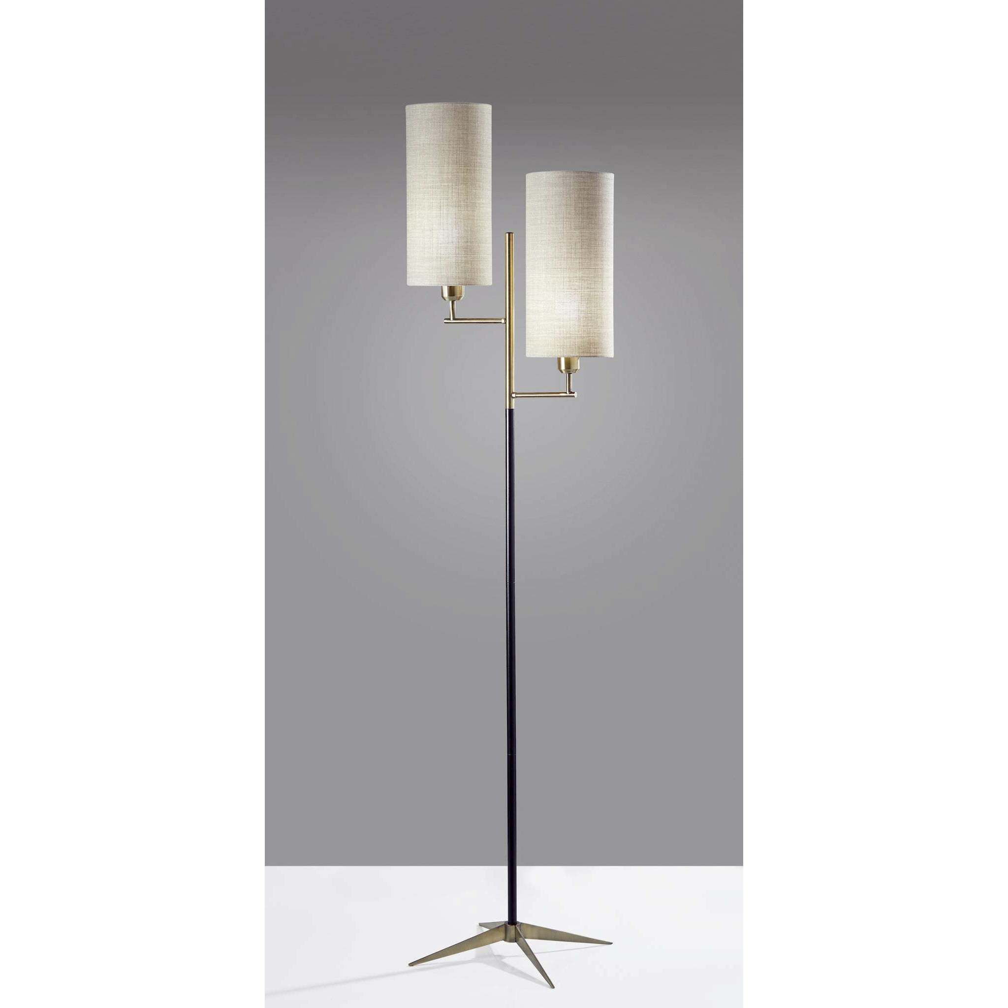 Davis 70 inch 60.00 watt Matte Black and Antique Brass Floor Lamp Portable Light