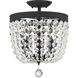 Archer 3 Light 11.5 inch Black Forged Semi Flush Ceiling Light in Clear Swarovski Strass