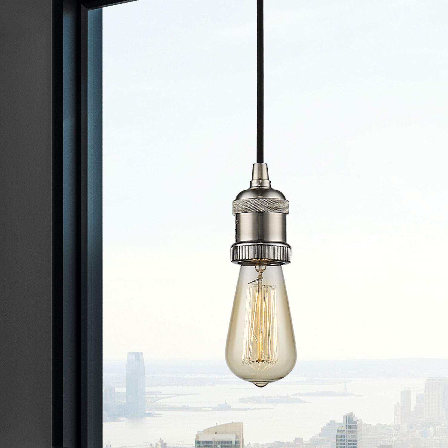 Franklin Restoration Bare Bulb 1 Light 2 inch Brushed Satin Nickel Mini Pendant Ceiling Light in Incandescent