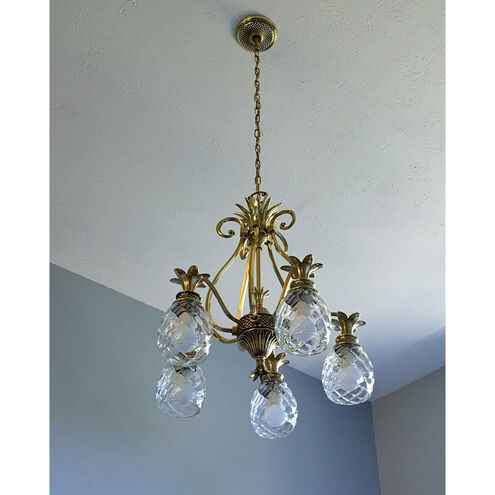 Plantation 5 Light 22.25 inch Burnished Brass Indoor Chandelier Ceiling Light