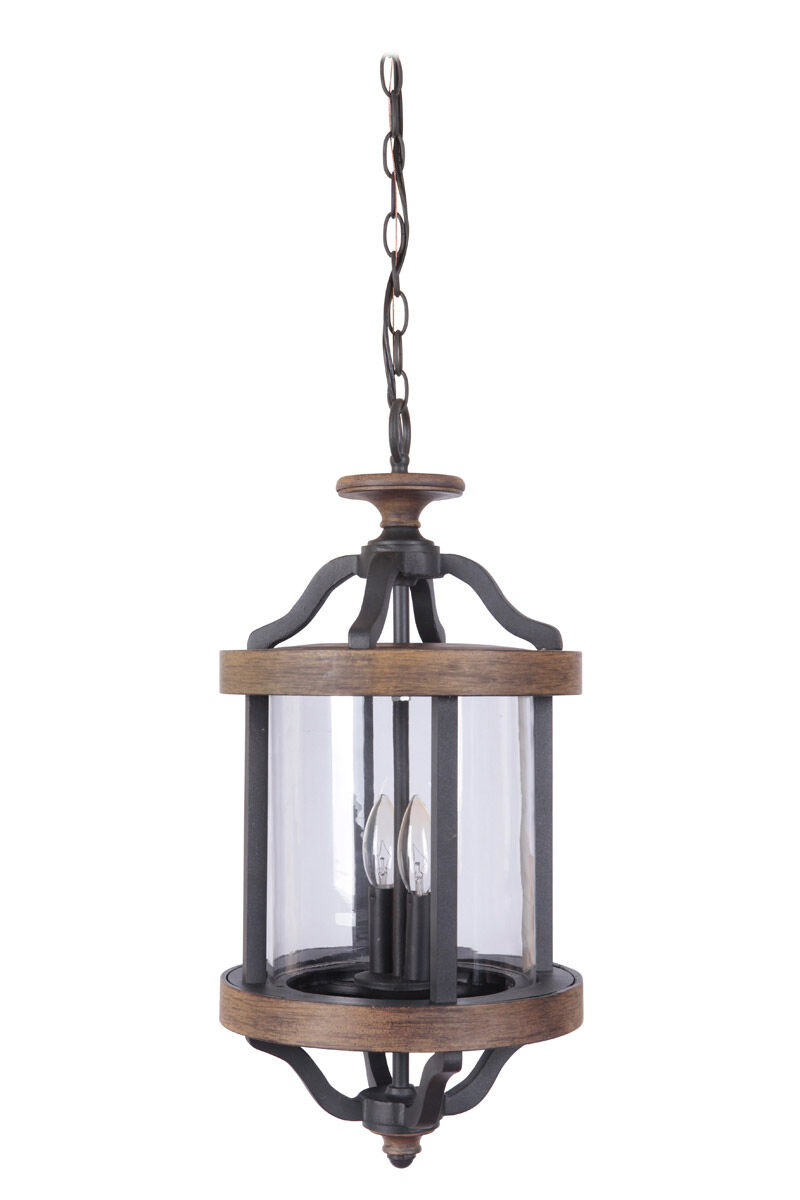 Ashwood 2 Light 11 inch Textured Black/Whiskey Barrel Outdoor Pendant