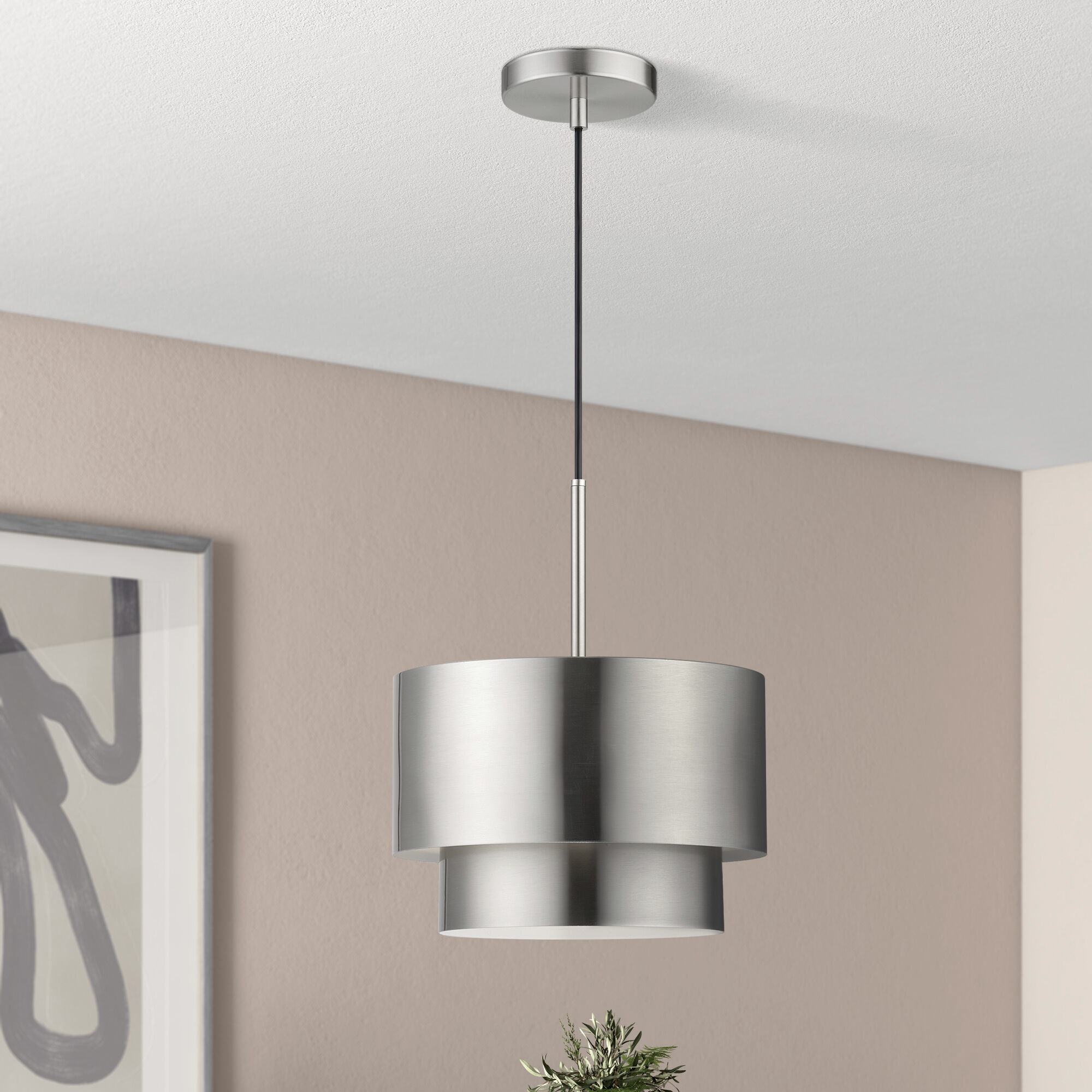 Zolana 1 Light 12 inch Brushed Nickel Pendant Ceiling Light