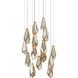 Glace 15 Light 23 inch Painted Silver/Antique Brass Multi-Drop Pendant Ceiling Light