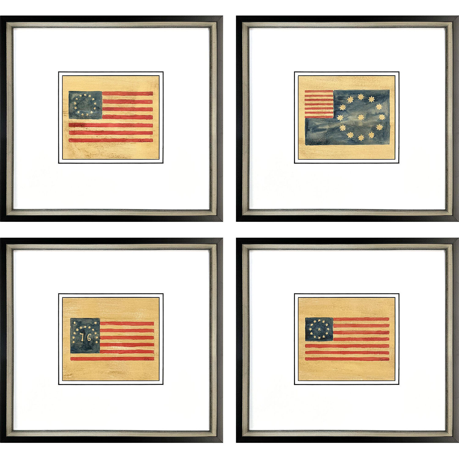 American Flags Blue and Red Framed Art