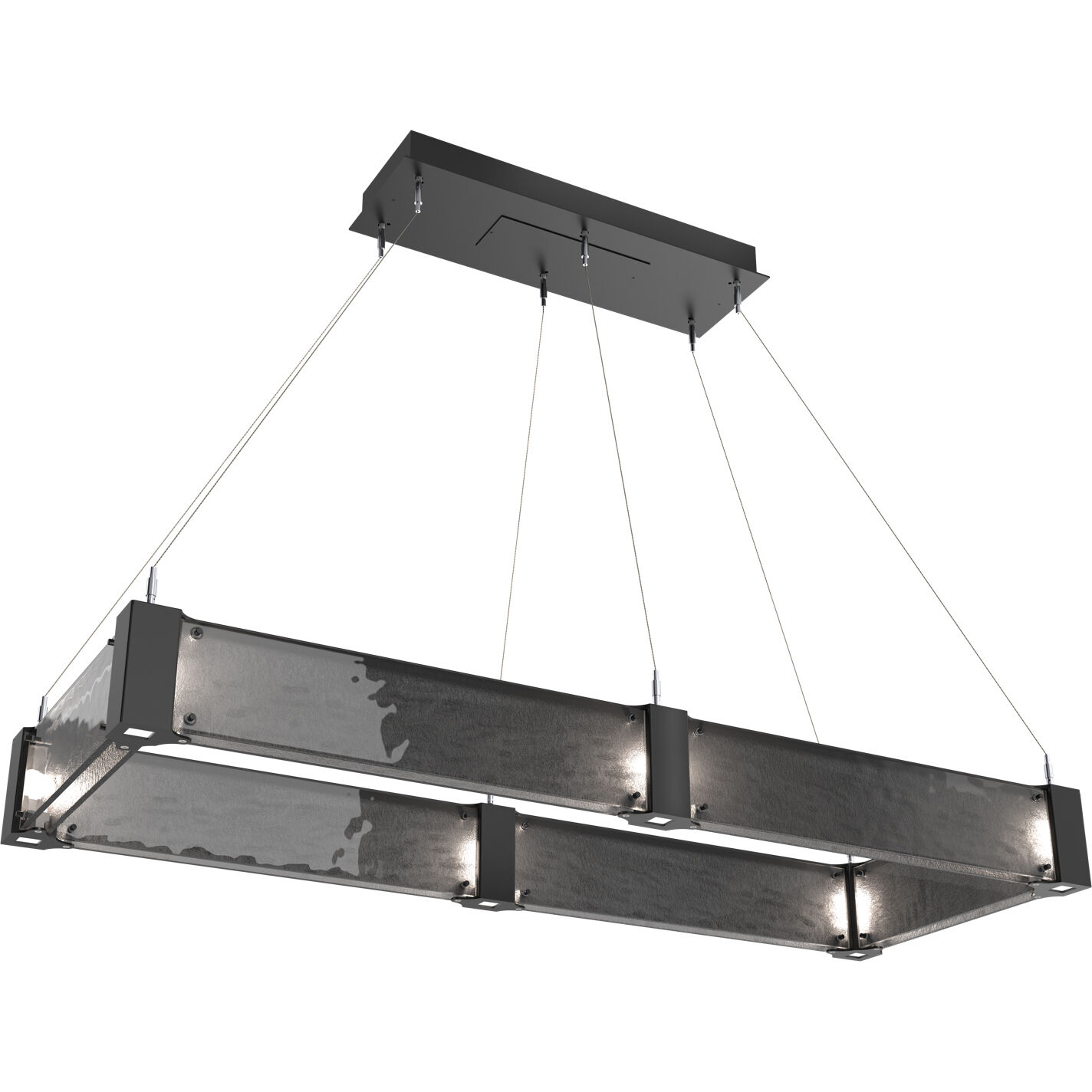 Parallel LED Matte Black Linear Pendant Ceiling Light in 3000K LED, Smoke Granite, Rectangular