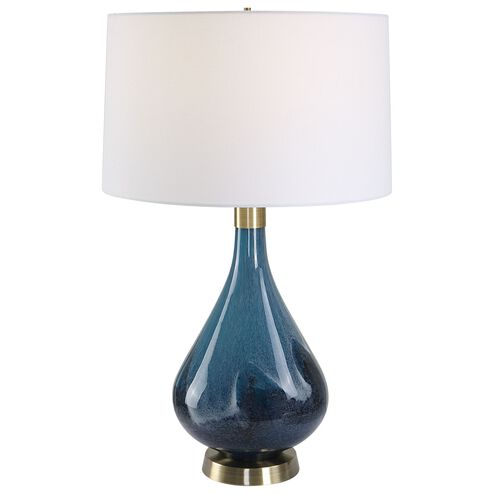Riviera 28 inch 150.00 watt Sapphire and Dark Navy Blue with Antique Brass Table Lamp Portable Light