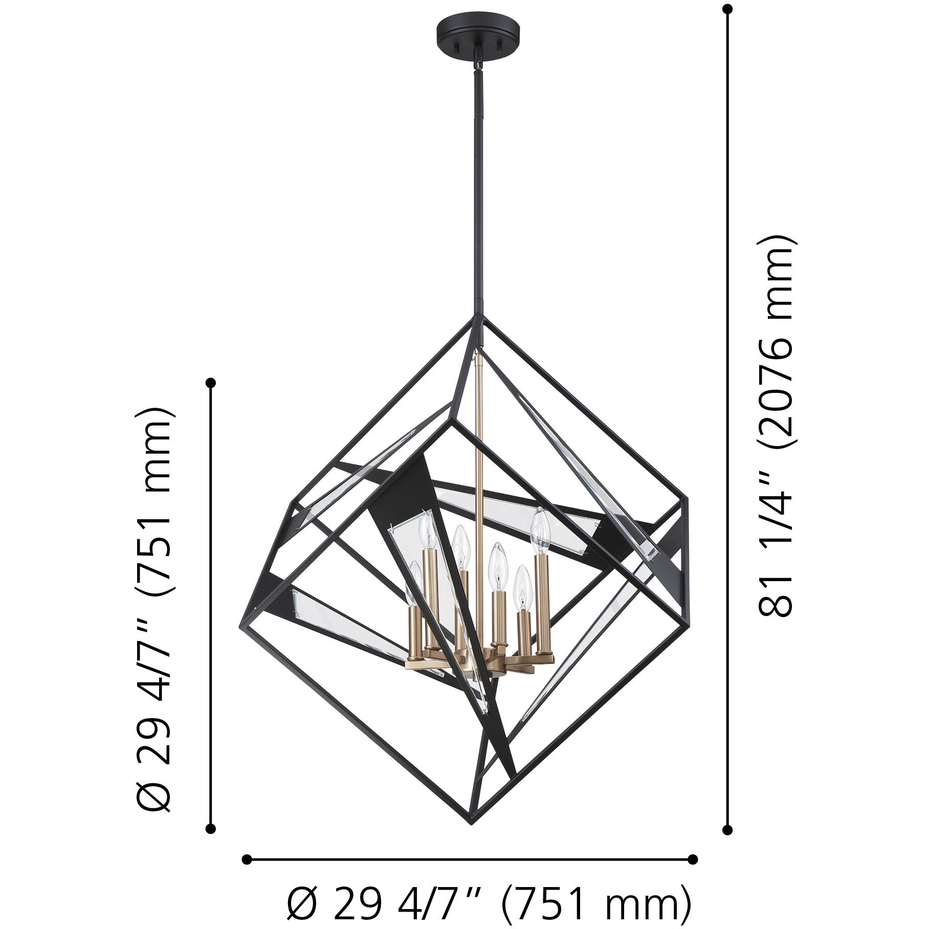 Corrietes 6 Light 29.57 inch Matte Black Pendant Ceiling Light