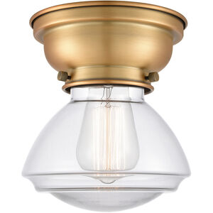 Aditi Olean 1 Light 7 inch Brushed Brass Flush Mount Ceiling Light in Clear Glass, Aditi