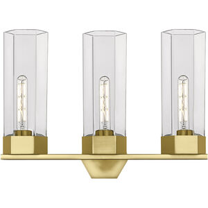 Claverack 3 Light 22.38 inch Brushed Brass Bath Vanity Light Wall Light in Clear Glass