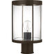 Luning 1 Light 13.38 inch Antique Bronze Outdoor Post Lantern in Incandescent, Clear Glass