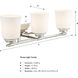 Stella 3 Light 23.5 inch Polished Nickel Vanity Light Wall Light