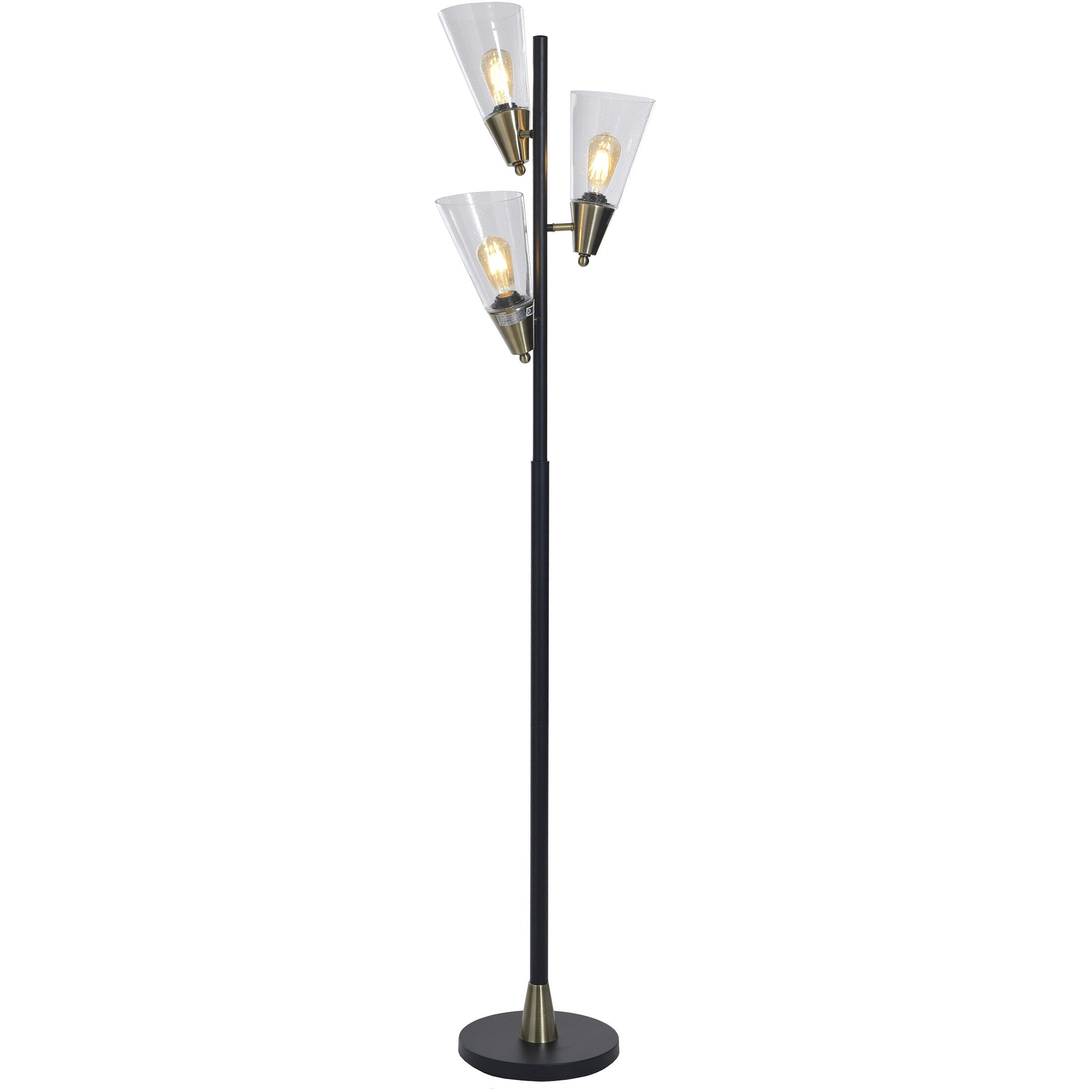 Mercer 70.25 inch 40 watt Pesch Gold and Black and Clear Floor Lamp Portable Light