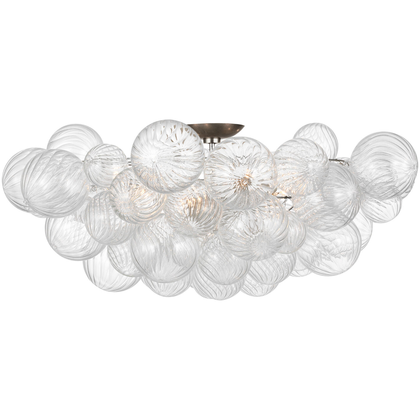 Julie Neill Talia LED 37.5 inch Burnished Silver Leaf and Clear Swirled Glass Flush Mount Ceiling Light, Grande