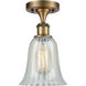 Ballston Hanover LED 6.25 inch Brushed Brass Semi-Flush Mount Ceiling Light in Mouchette Glass, Ballston