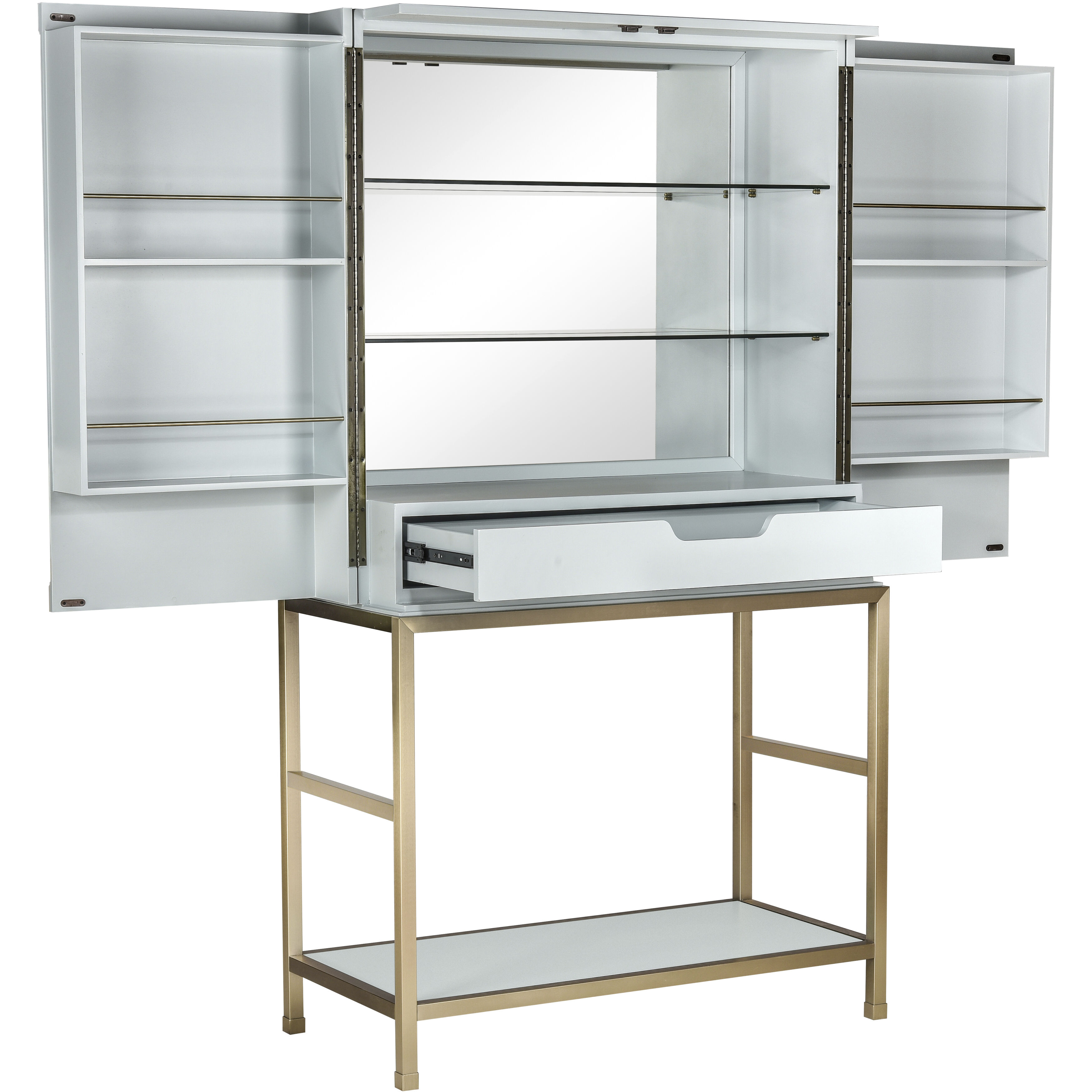 Gabe Light Blue with Brass Bar Cabinet