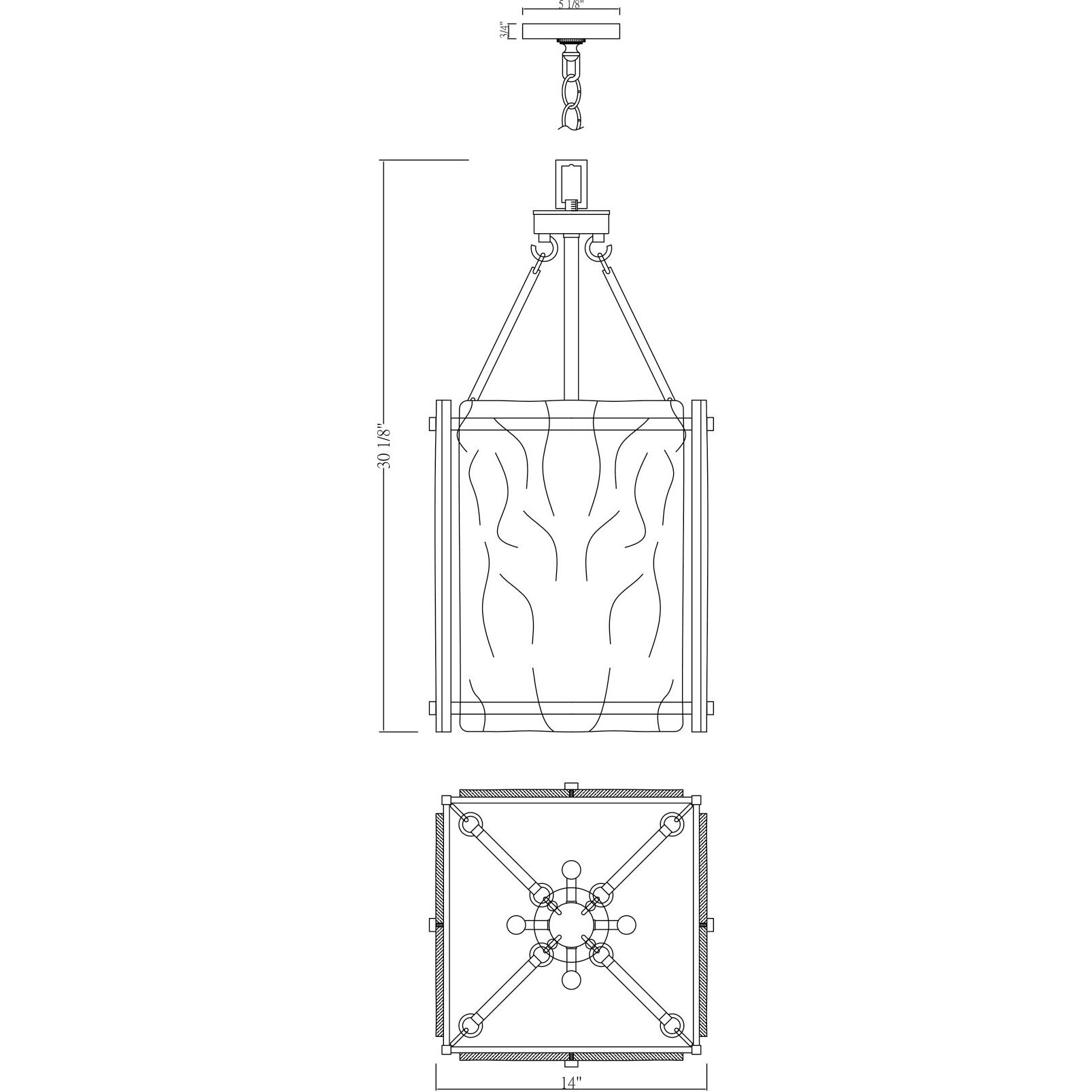 Glenwood 4 Light 14 inch English Bronze Pendant Ceiling Light