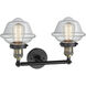 Franklin Restoration Small Oxford 2 Light 17 inch Black Antique Brass Bath Vanity Light Wall Light in Clear Glass, Franklin Restoration