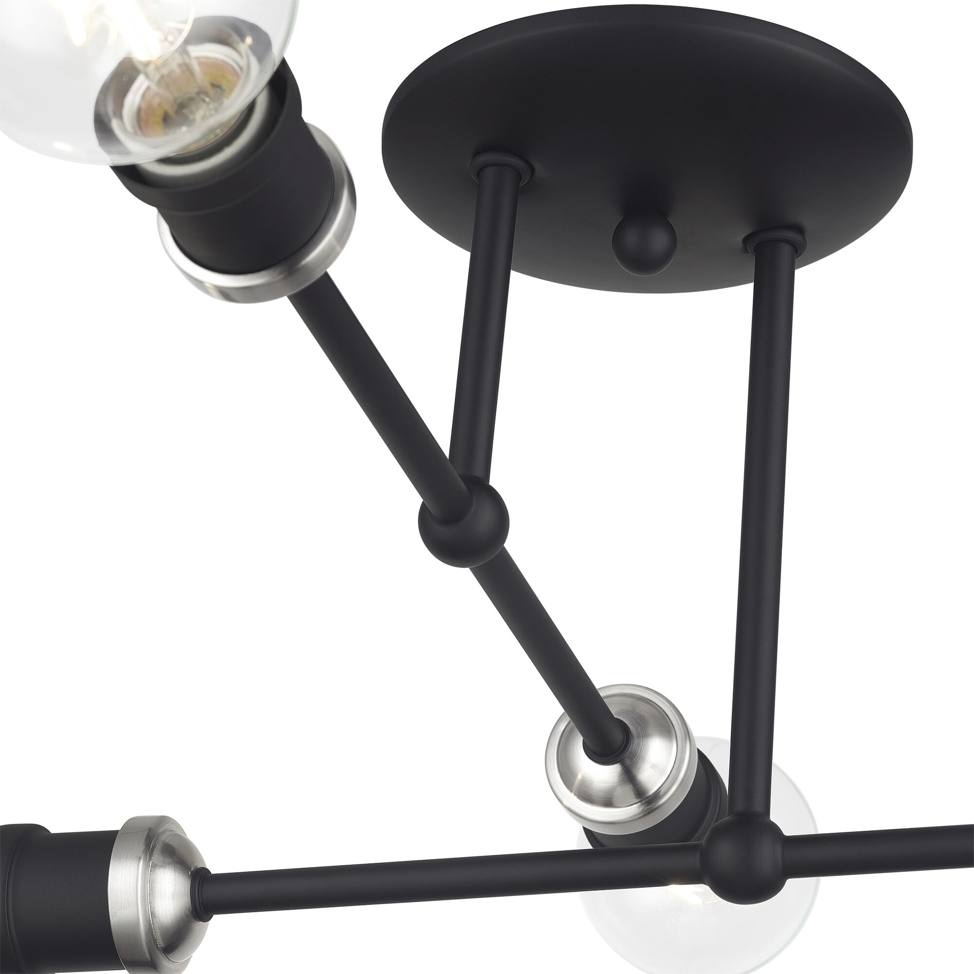 Delacroix 4 Light 17 inch Black with Brushed Nickel Accents Semi-Flush Ceiling Light