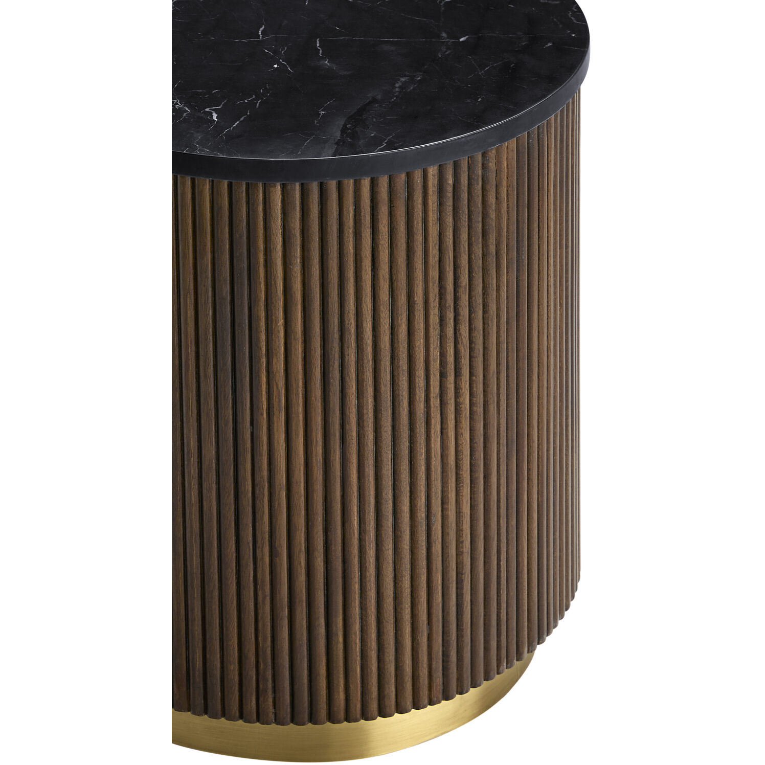 Nems 22 X 18 inch Top: Black; Base: Dark Brown/Gold End Table