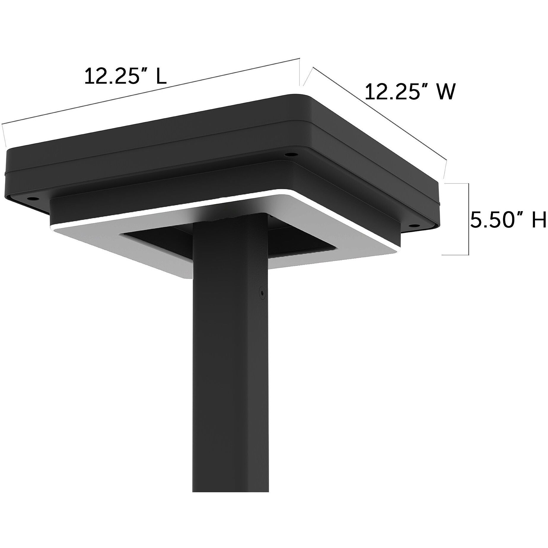 Contemporary Square 1 Light 15 inch Black Post Light, Solar