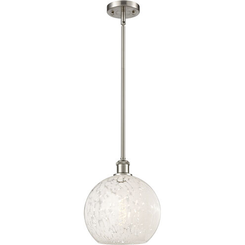 Ballston White Mouchette 1 Light 10 inch Brushed Satin Nickel Stem Hung Mini Pendant Ceiling Light
