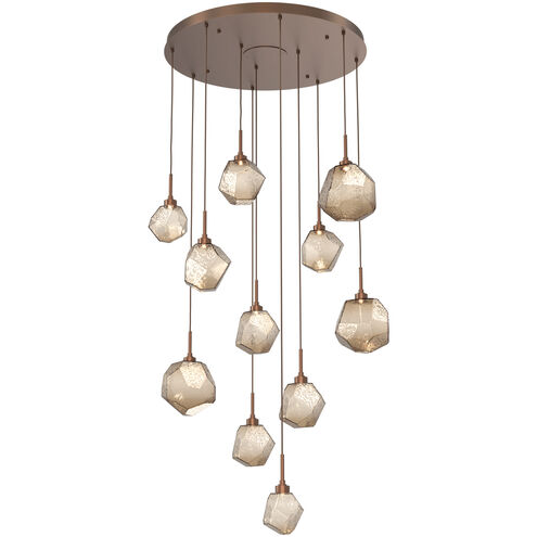 Gem LED 35.6 inch Burnished Bronze Chandelier Ceiling Light, Round Multi-Port