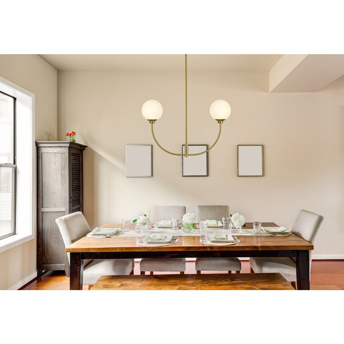 Nyomi 2 Light 30 inch Satin Gold Chandelier Ceiling Light