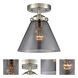 Nouveau Large Cone 1 Light 7.75 inch Brushed Satin Nickel Semi-Flush Mount Ceiling Light in Plated Smoke Glass, Nouveau