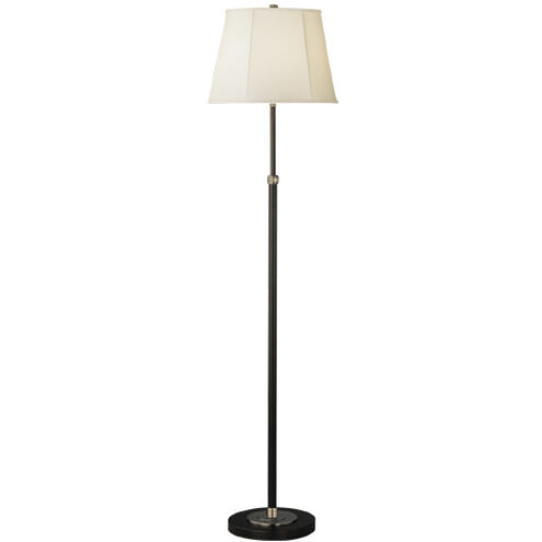 Bruno 53 inch 150 watt Lead Bronze with Ebonized Nickel Floor Lamp Portable Light in Ivory Microfiber Empire