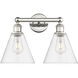 Berkshire 2 Light 17 inch Polished Nickel Bath Vanity Light Wall Light in Clear