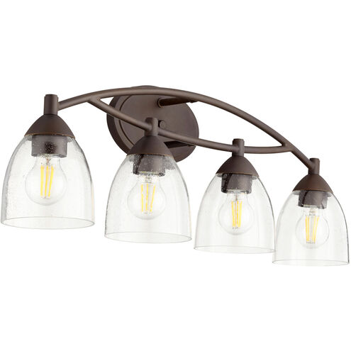 Barkley 4 Light 29 inch Oiled Bronze Vanity Light Wall Light in Clear Seeded