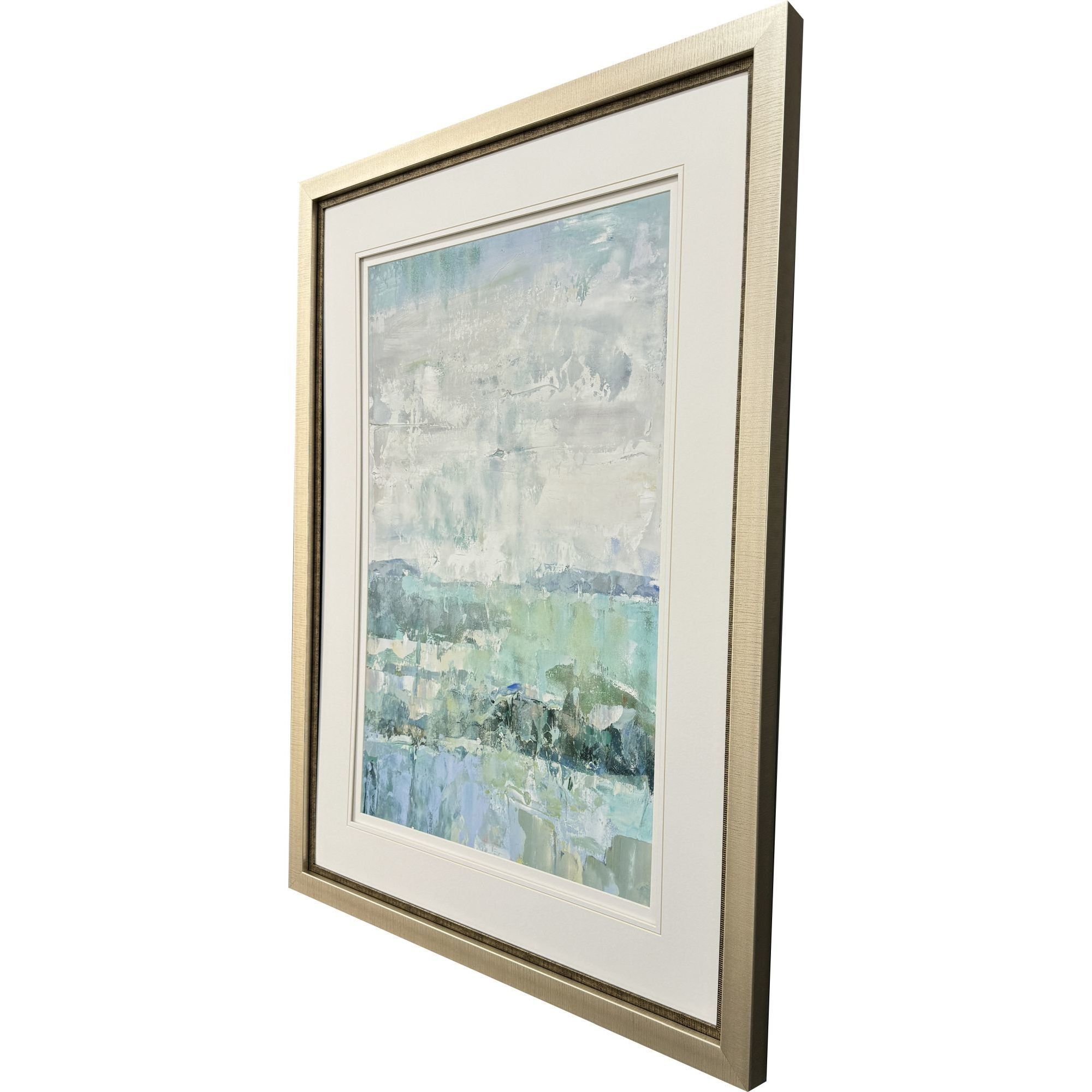 Serene Blue and Green and White Framed Art