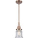 Franklin Restoration Small Canton 1 Light 7 inch Antique Copper Mini Pendant Ceiling Light in Seedy Glass