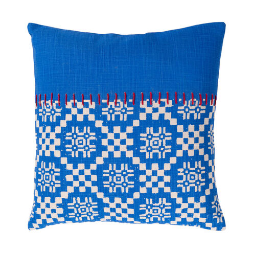 Delray 22 X 22 inch Bright Blue and Cream Throw Pillow