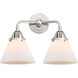 Nouveau 2 Large Cone 2 Light 16 inch Polished Chrome Bath Vanity Light Wall Light in Matte White Glass