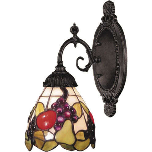 Prysi Sconce Wall Light in Tiffany 19 Glass, Incandescent