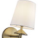 Alora Mood Bridgette 1 Light 6.13 inch Brushed Gold Bath Vanity Light Wall Light in Brushed Gold and White Linen, Linen Shade