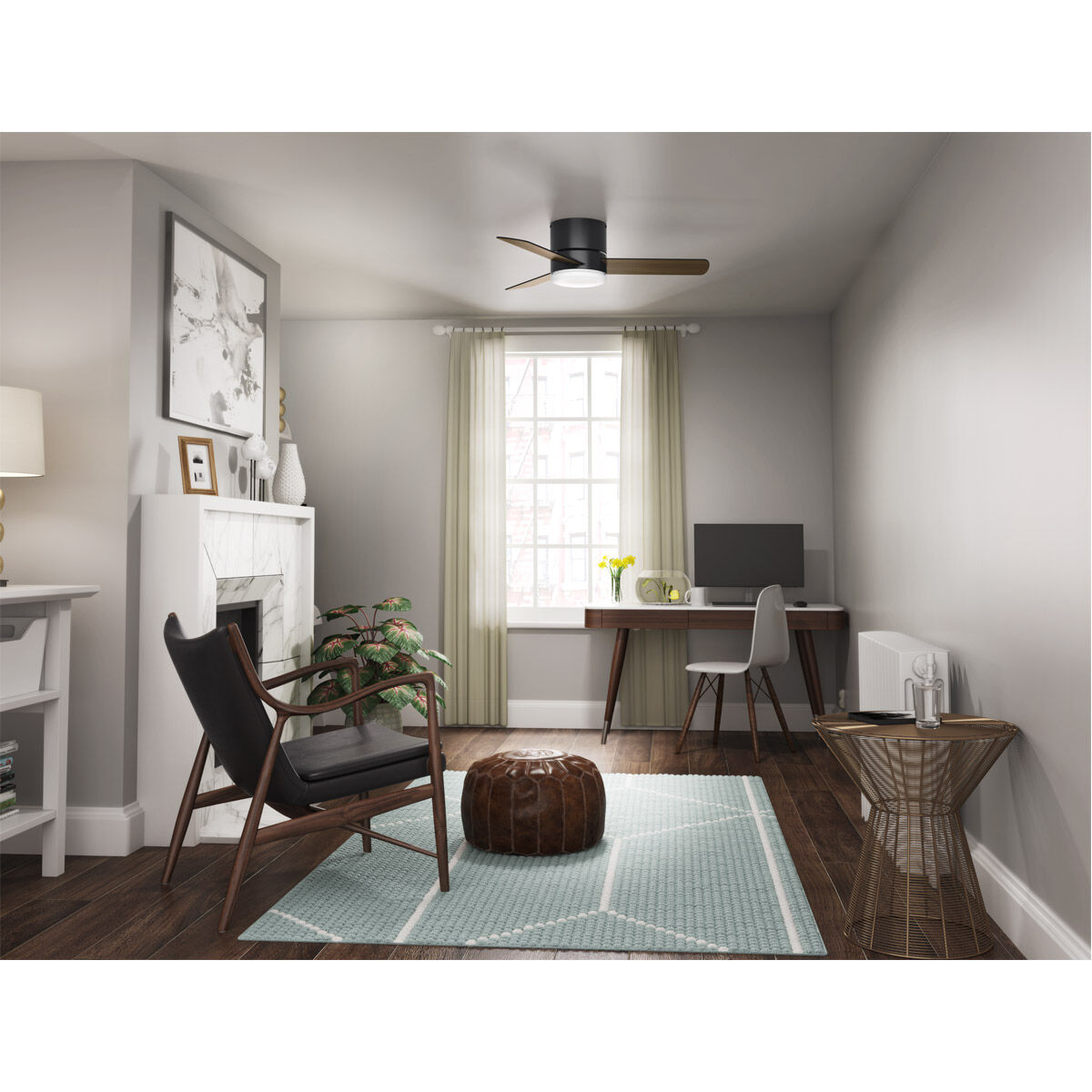 Minimus 44 inch Matte Black with Matte Black/American Walnut Blades Ceiling Fan