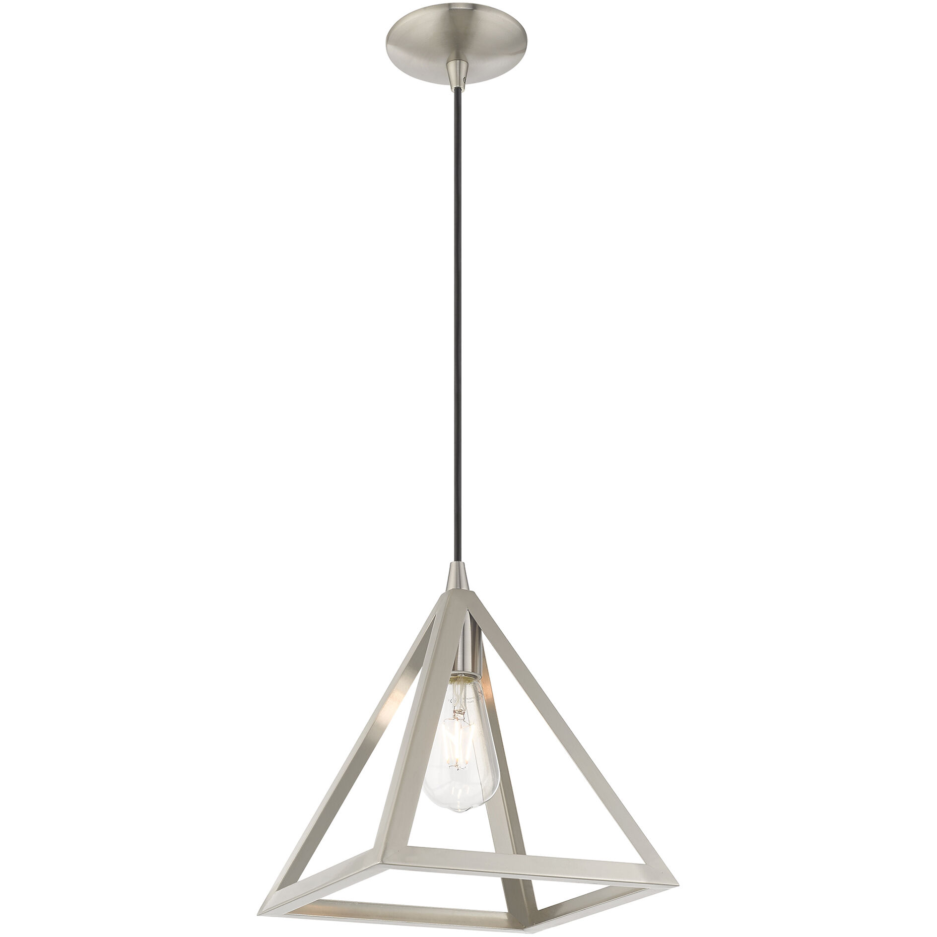 Geometric 1 Light 14 inch Brushed Nickel Mini Pendant Ceiling Light