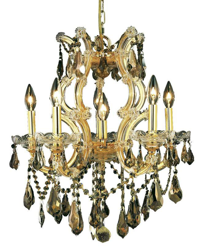 Maria Theresa 6 Light 20 inch Gold Dining Chandelier Ceiling Light in Golden Teak