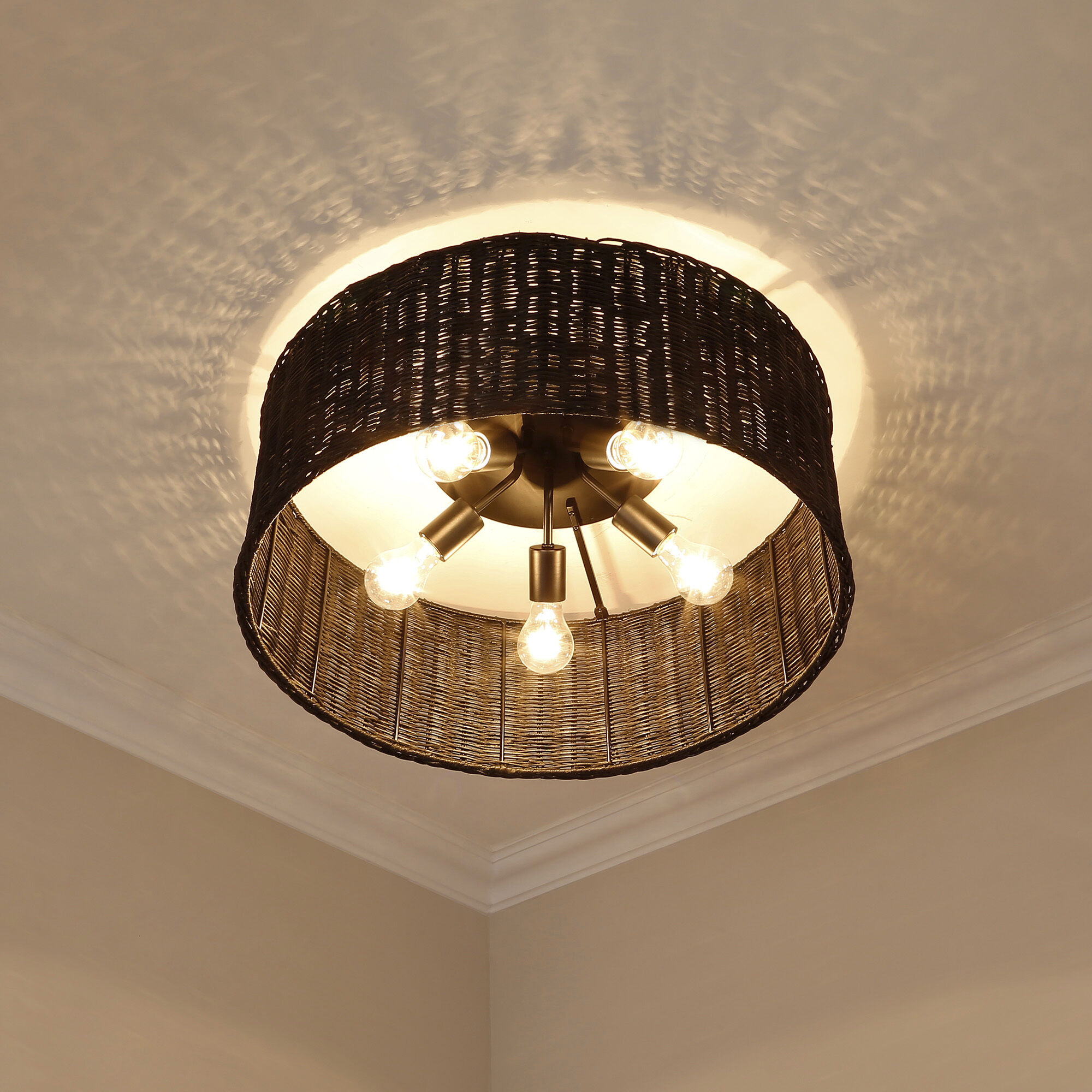 Erma 5 Light 22.38 inch Matte Black Flush Mount Ceiling Light