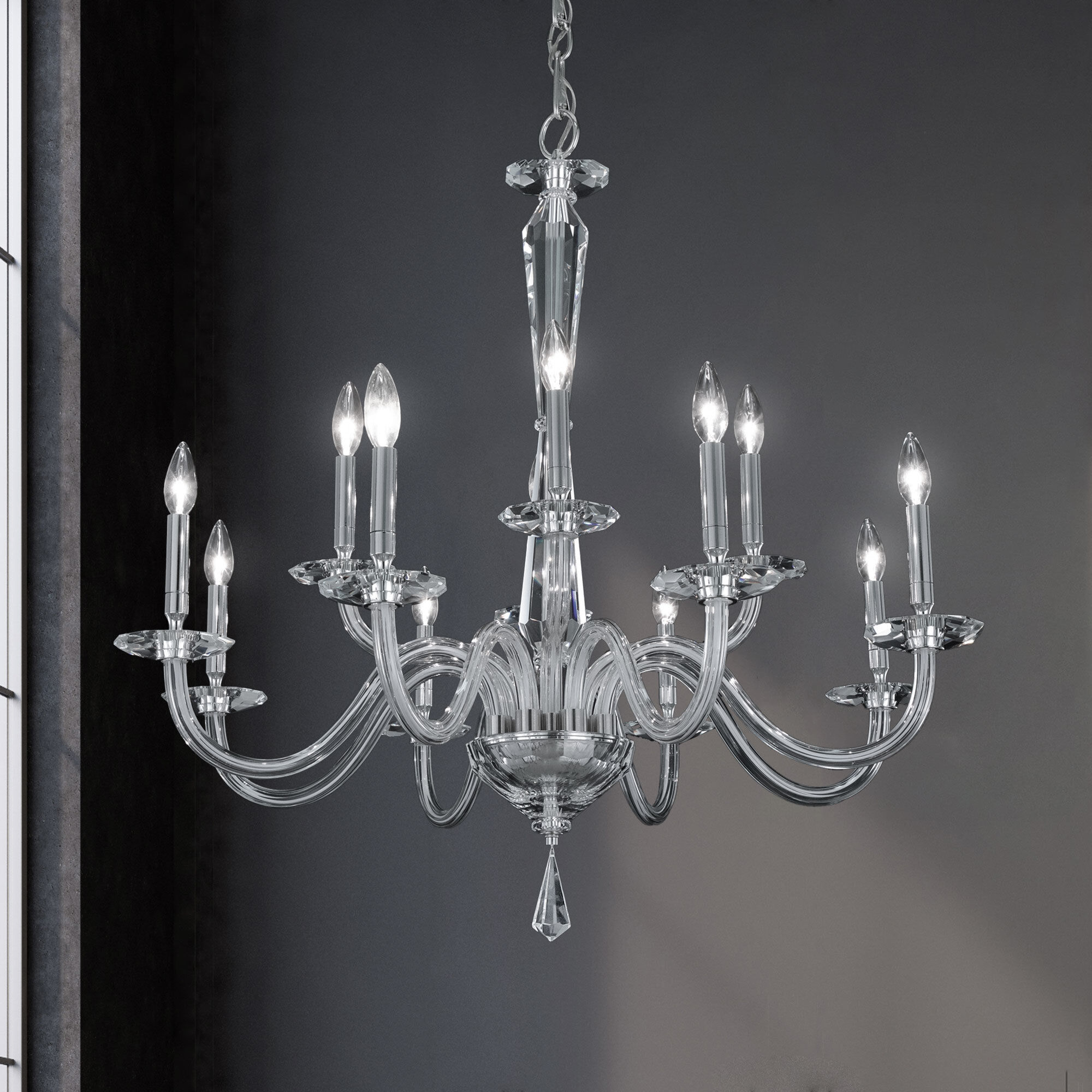 Habsburg 12 Light 35 inch Polished Chrome Chandelier Ceiling Light, Schonbek Signature