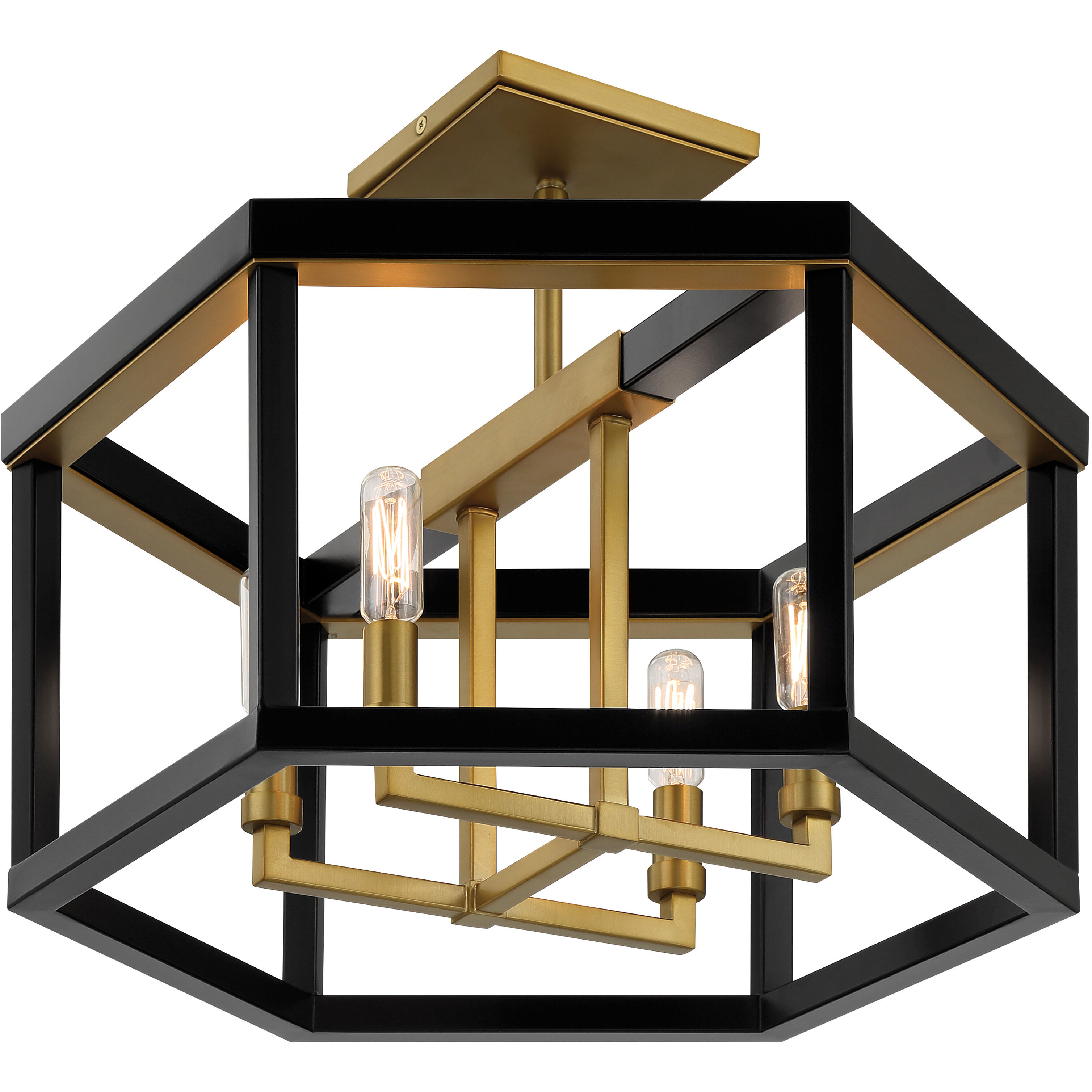 Union Estates 4 Light 18 inch Coal And Soft Brass Semi Flush Ceiling Light