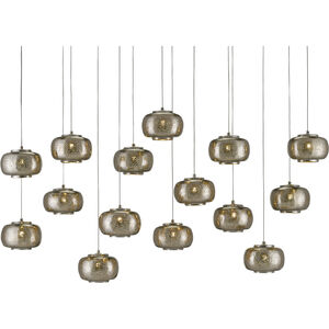 Pepper 15 Light 48 inch Painted Silver/Nickel Multi-Drop Pendant Ceiling Light